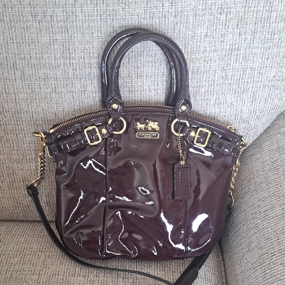 Coach Shiny Dark Purple Satchel